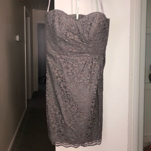 Gray short formal dress w/ sweetheart neckline